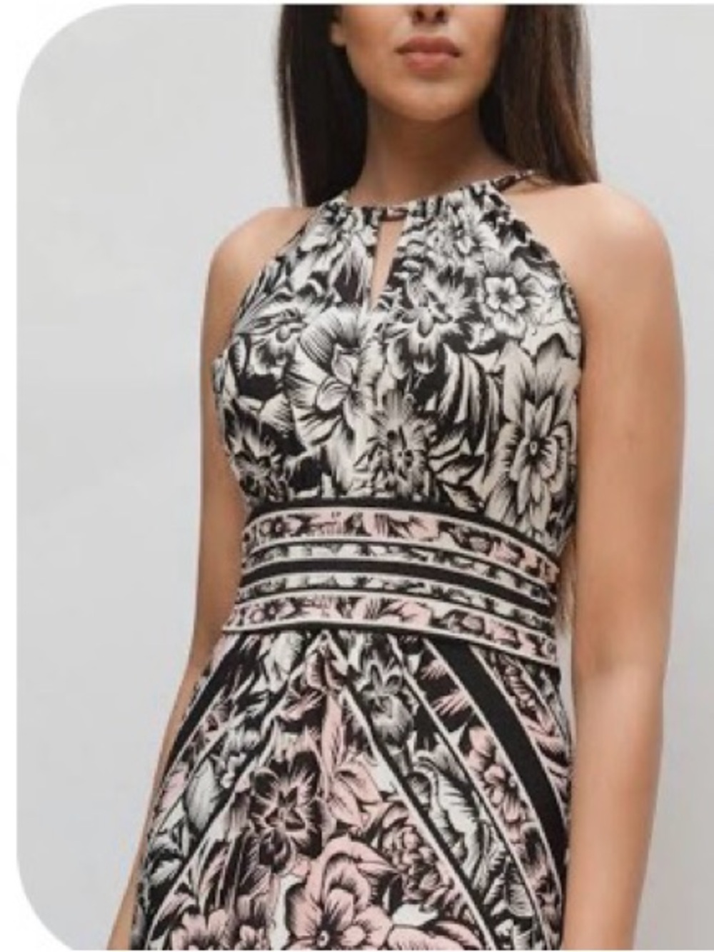 London Times Floral Print Halter Maxi Size 16 - Picture 2 of 5